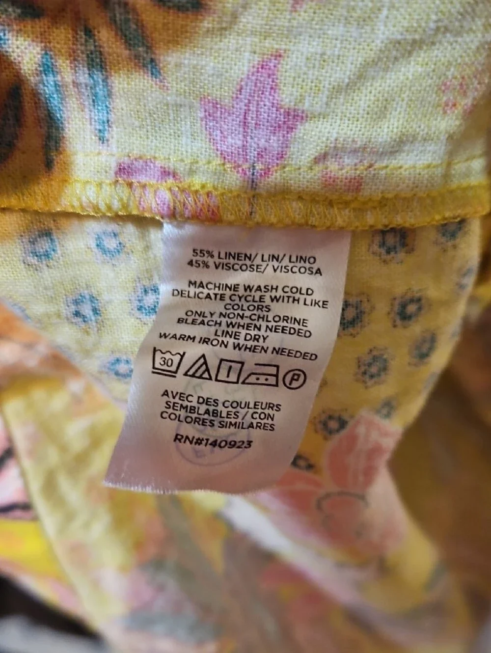 LOFT Linen Blend Yellow Floral Peasant Blouse